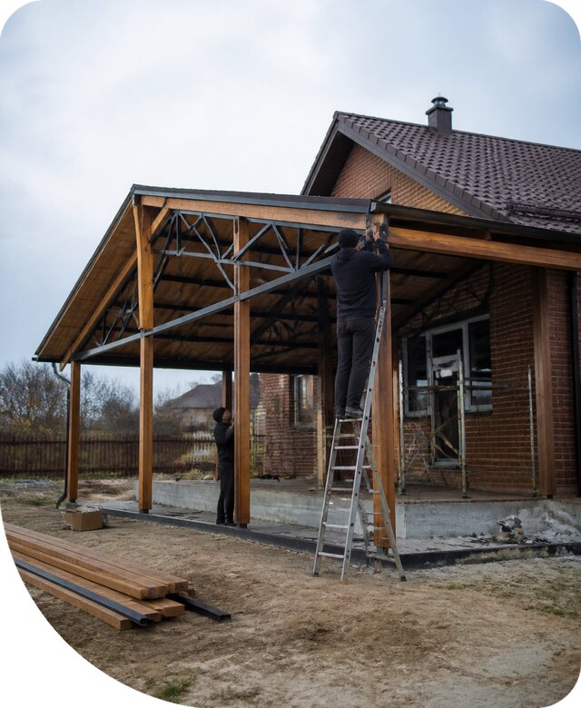 Пристройка навеса к дому и участку в Дивногорске под ключ